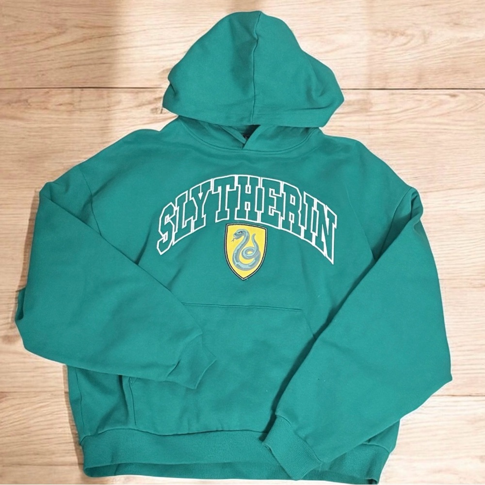 Kids Harry Potter Slytherin Green House Crest Hooded Sweatshirt